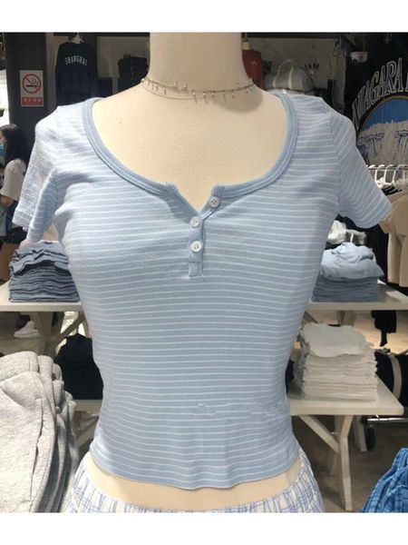 women's t-shirt women classic striped slim crop summer button o-neck soft cotton short sleeve t-shirts chic sweet fashion y2k women 23, White
women's t-shirt women classic striped slim crop summer button o-neck soft cotton short sleeve t-shirts chic sweet fashion y2k women 23, White