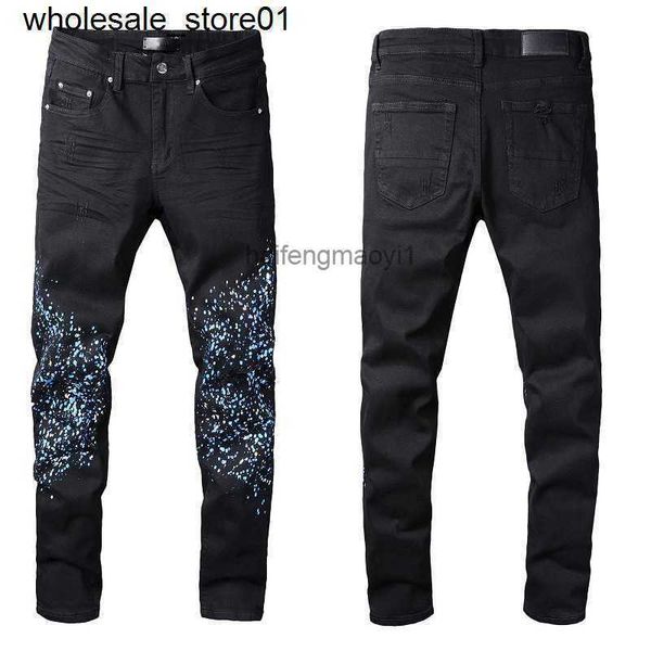 men's jeans designer fashion street cowboy casual pants micro elastic cotton black splash paint tight jeans, Blue
men's jeans designer fashion street cowboy casual pants micro elastic cotton black splash paint tight jeans, Blue