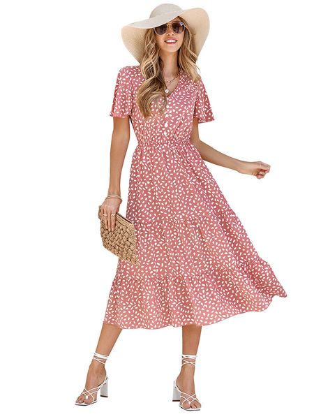 v-neck a-line women's casual dresses midi length buttons decorated chest ruched panelled ruffles flare short sleeves irregular punctate, Black;gray
v-neck a-line women's casual dresses midi length buttons decorated chest ruched panelled ruffles flare short sleeves irregular punctate, Black;gray