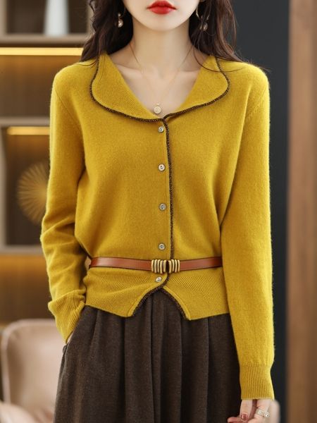 women's knits tees fashion pure wool cardigan spring knitted outside a female solid color sweater coat early autumn cashmere 230320, White
women's knits tees fashion pure wool cardigan spring knitted outside a female solid color sweater coat early autumn cashmere 230320, White