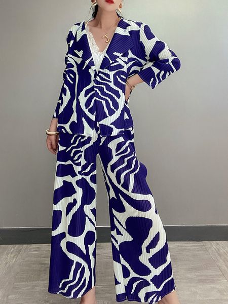 womens two piece pants miyake pleats fall summer designer fashion blue printed twopiece sets long sleeve one button jacket straight casual p, White
womens two piece pants miyake pleats fall summer designer fashion blue printed twopiece sets long sleeve one button jacket straight casual p, White