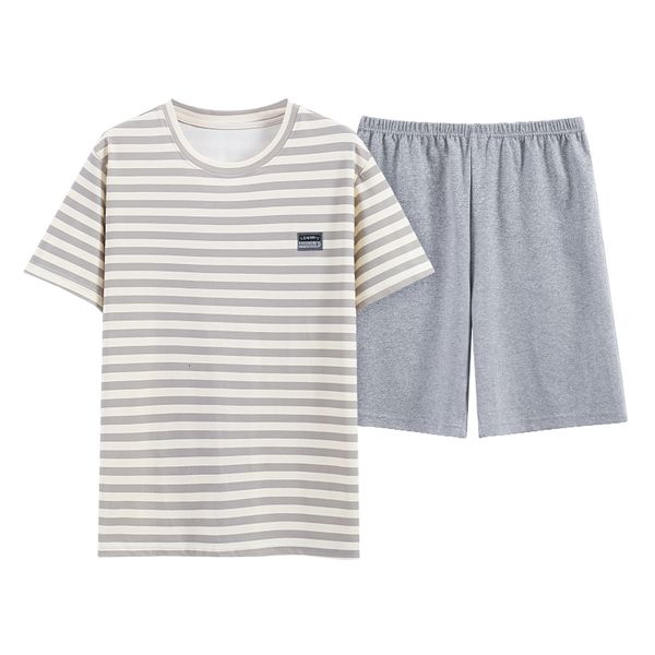 men's sleepwear est summer knited cotton pajamas set loose l-5xl men pyjamas short sleeve stried sleepwear male leisure home clothing 2, Black;brown
men's sleepwear est summer knited cotton pajamas set loose l-5xl men pyjamas short sleeve stried sleepwear male leisure home clothing 2, Black;brown