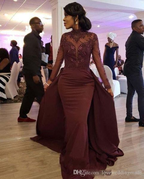 2023 burgundy prom dresses high neck long sleeves satin beaded with overskirt pleats custom made evening gown formal occasion wear vestidos, Black
2023 burgundy prom dresses high neck long sleeves satin beaded with overskirt pleats custom made evening gown formal occasion wear vestidos, Black