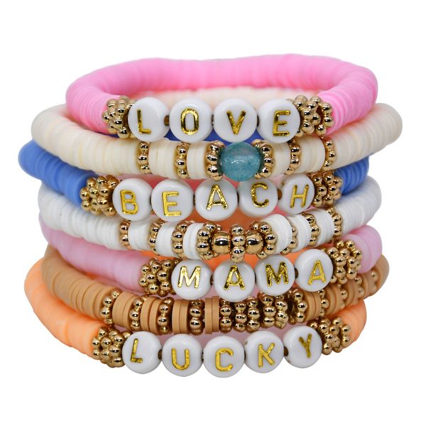 beaded adjustable bracelet gold letters personalized gift for women fun bohemian colorful heishi jewelry, Golden;silver
beaded adjustable bracelet gold letters personalized gift for women fun bohemian colorful heishi jewelry, Golden;silver