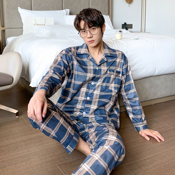 men's sleepwear 100% cotton pijama for men two-pieces lounge sleepwear pyjamas plaid spring bedgown home clothes man casual homewear pa, Black;brown
men's sleepwear 100% cotton pijama for men two-pieces lounge sleepwear pyjamas plaid spring bedgown home clothes man casual homewear pa, Black;brown
