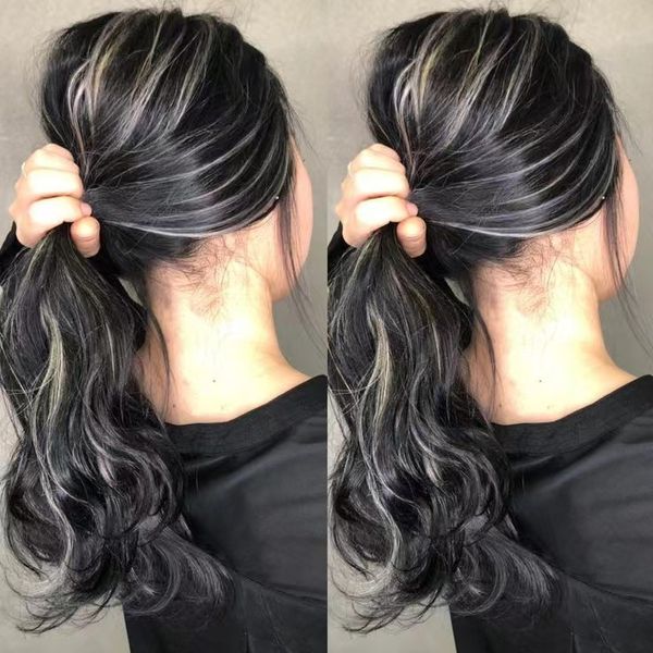 beauty salt pepper color grey human hair pony tail wraps around gray ponytail hairpiece drawstring cip in seamless soft comfortable 10-20inc, Black
beauty salt pepper color grey human hair pony tail wraps around gray ponytail hairpiece drawstring cip in seamless soft comfortable 10-20inc, Black