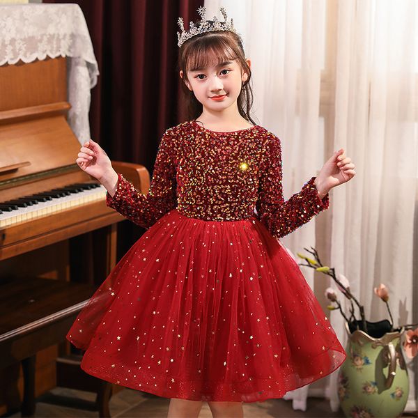 girl's dresses elegant christmas children dress sequined long sleeve flower girls wedding princess red baby girls tulle ball gown 5 8y, Red;yellow
girl's dresses elegant christmas children dress sequined long sleeve flower girls wedding princess red baby girls tulle ball gown 5 8y, Red;yellow