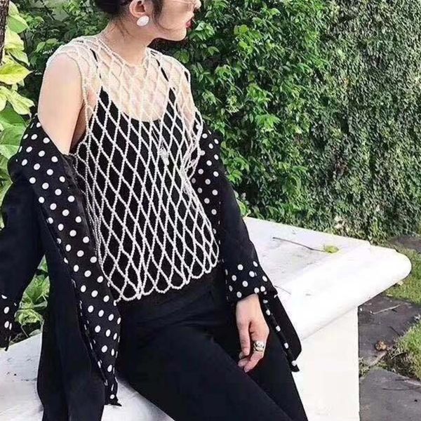 women's tanks cami crochet hollow out mesh vest handmade imitation pearl beaded open front waistcoat button sleeveless jacket harness 2, White
women's tanks cami crochet hollow out mesh vest handmade imitation pearl beaded open front waistcoat button sleeveless jacket harness 2, White