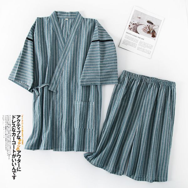 men's sleepwear japanese kimono striped men pajamas set summer male pure cotton thin short sleeve shorts pajama suit loose 2 piece home, Black;brown
men's sleepwear japanese kimono striped men pajamas set summer male pure cotton thin short sleeve shorts pajama suit loose 2 piece home, Black;brown