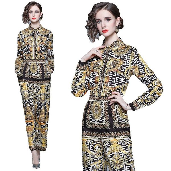 baroque women pants sets 2023 designer set long sleeve print shirt and wide leg pant vacation party elegant suit spring autumn slim two piec, White
baroque women pants sets 2023 designer set long sleeve print shirt and wide leg pant vacation party elegant suit spring autumn slim two piec, White