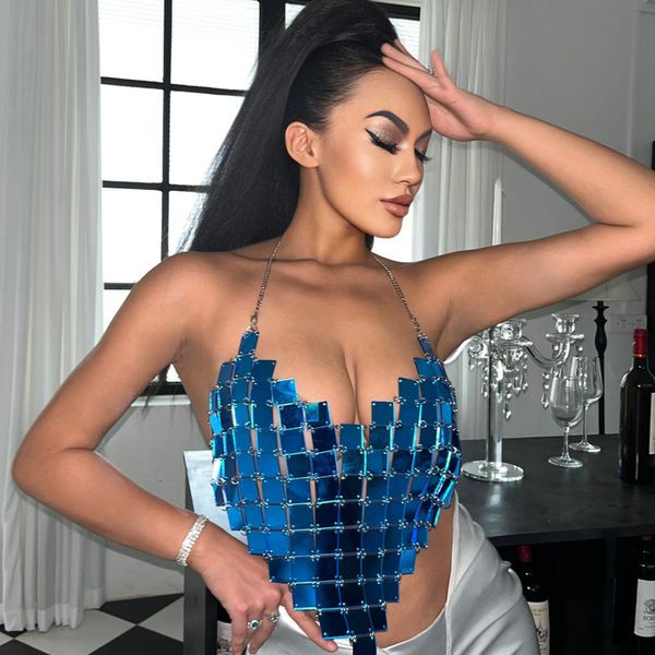 women's tanks camis nightclub shiny blue acrylic sequin geometric square patchwork festival halter crop backless 230317, White
women's tanks camis nightclub shiny blue acrylic sequin geometric square patchwork festival halter crop backless 230317, White