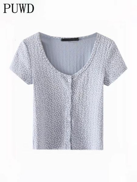 women's t-shirt puwd sweet girl blue flower print short t-shirts summer fashion ladies single breasted tees casual women girlish soft, White
women's t-shirt puwd sweet girl blue flower print short t-shirts summer fashion ladies single breasted tees casual women girlish soft, White