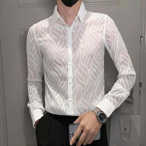 men's casual shirts men mesh see through fishnet clubwear shirts slim fit long sleeve lace shirt men party event prom transparent chemi, White;black
men's casual shirts men mesh see through fishnet clubwear shirts slim fit long sleeve lace shirt men party event prom transparent chemi, White;black
