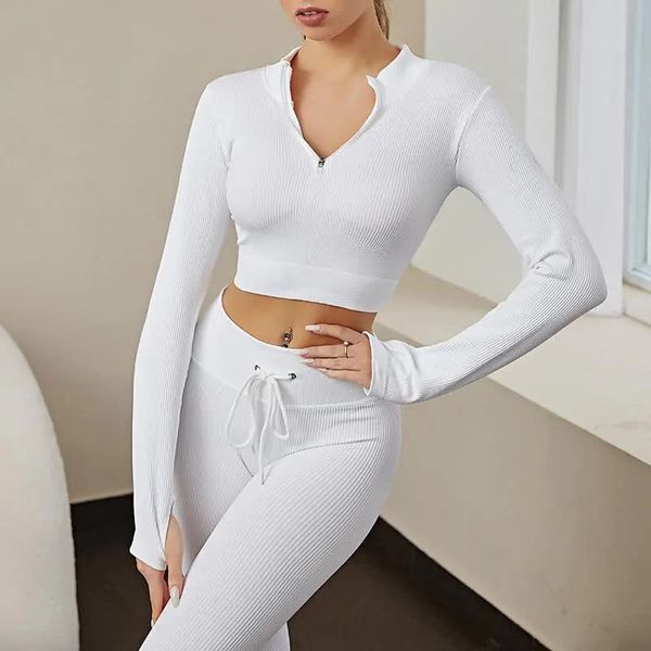 zipper ribbed yoga set sports outfit for woman seamless long sleeve drawstring leggings running fitness workout tracksuit, White;red
zipper ribbed yoga set sports outfit for woman seamless long sleeve drawstring leggings running fitness workout tracksuit, White;red