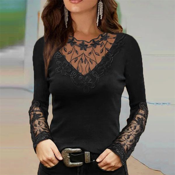 women's tshirt lace deep v neck long sleeve tshirt female fashion solid color slim fit tee's clothing spring autumn casual 23 230, White
women's tshirt lace deep v neck long sleeve tshirt female fashion solid color slim fit tee's clothing spring autumn casual 23 230, White