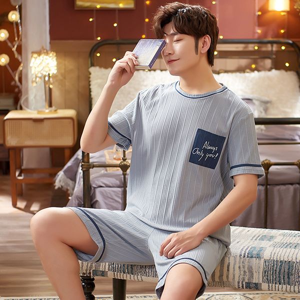 men's sleepwear summer fashion men soft cotton pajamas set l-3xl sleepwear pijamas elastic short sleeve shorts homewear for young men 2, Black;brown
men's sleepwear summer fashion men soft cotton pajamas set l-3xl sleepwear pijamas elastic short sleeve shorts homewear for young men 2, Black;brown