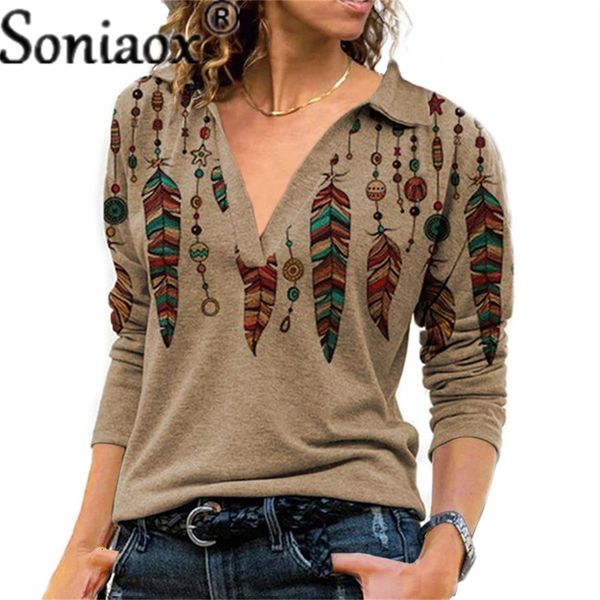 women's tshirt autumn winter fashion casual feather vintage print ladies lapel longsleeve street female 230317, White
women's tshirt autumn winter fashion casual feather vintage print ladies lapel longsleeve street female 230317, White
