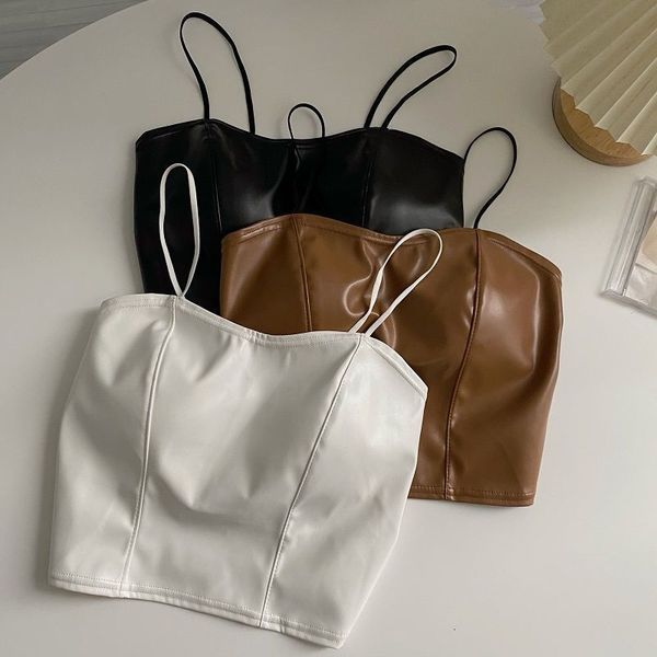 women's tanks camis premium pu leather glossy cropped tank pleated camisole bralette female versatile plain slim tube 230317, White
women's tanks camis premium pu leather glossy cropped tank pleated camisole bralette female versatile plain slim tube 230317, White