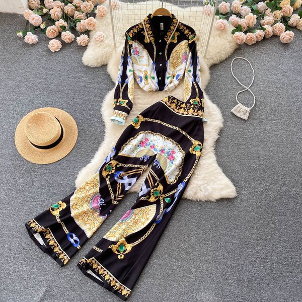 womens two piece pants spring contrast color print 2 piece sets womens outfit retro shirt highwaist wide leg pants plus size two piece sets, White
womens two piece pants spring contrast color print 2 piece sets womens outfit retro shirt highwaist wide leg pants plus size two piece sets, White