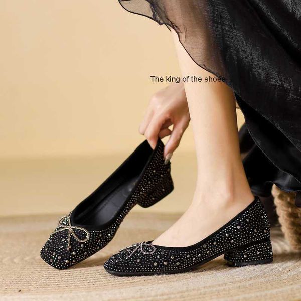 french low-heeled bow mary jane shoes spring and autumn new rhinestone single shoes women's small fragrant high heels, Black
french low-heeled bow mary jane shoes spring and autumn new rhinestone single shoes women's small fragrant high heels, Black