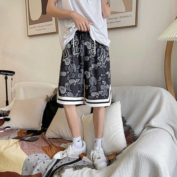 men's shorts cashew blossom american basketball shorts men's summer fashion loose beach over knee pants casual sports capris, White;black
men's shorts cashew blossom american basketball shorts men's summer fashion loose beach over knee pants casual sports capris, White;black
