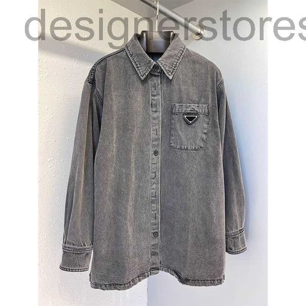 designer 2022 spring autumn women's blouses female fashion long sleeves casual denim pocket shirt women solid grey color design 2j58, White 
designer 2022 spring autumn women's blouses female fashion long sleeves casual denim pocket shirt women solid grey color design 2j58, White