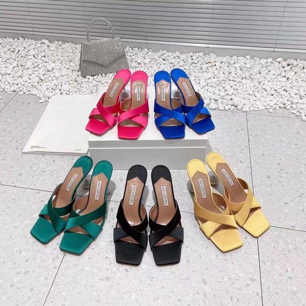 aquazzura latest women high heeled slippers designer sandals stiletto mules diamond ball metal heel 10.5cm silk slip-on open toe work luxury, Black
aquazzura latest women high heeled slippers designer sandals stiletto mules diamond ball metal heel 10.5cm silk slip-on open toe work luxury, Black