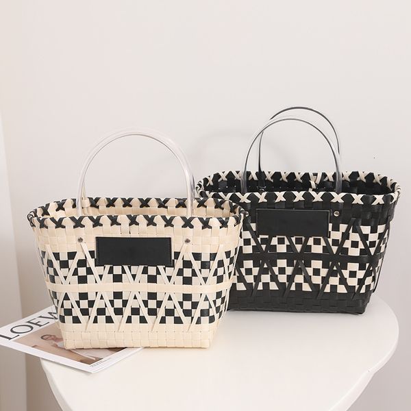 evening bags black white plaid texture handheld woven bag panda color portable vegetable basket niche shopping womens 230320
evening bags black white plaid texture handheld woven bag panda color portable vegetable basket niche shopping womens 230320