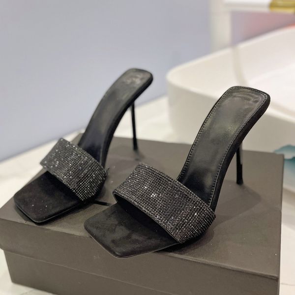 rhinestones square black mule slides sandals heels slip on stiletto heeled open toe shoes women's luxury designer leather outsole eveni
rhinestones square black mule slides sandals heels slip on stiletto heeled open toe shoes women's luxury designer leather outsole eveni