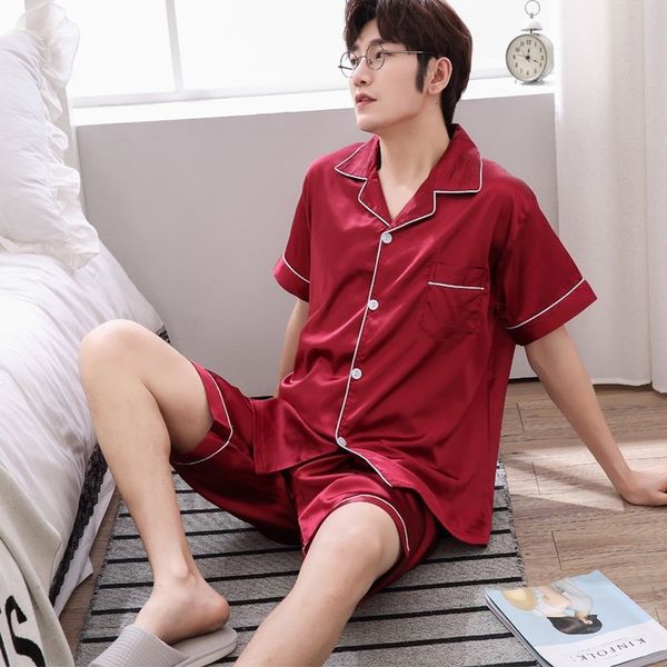 men's sleepwear silk men sleepwear set short sleeve spring summer satin pajamas set short pant comfortable male pyjama set loose leisur, Black;brown
men's sleepwear silk men sleepwear set short sleeve spring summer satin pajamas set short pant comfortable male pyjama set loose leisur, Black;brown