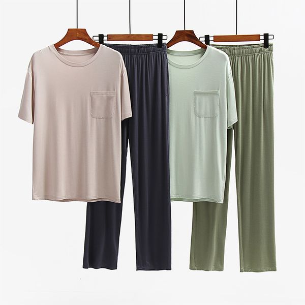 men's sleepwear modal men's pajamas sets spring summer short sleeve o neck lounge wear plus size home clothes for men suit 230320, Black;brown
men's sleepwear modal men's pajamas sets spring summer short sleeve o neck lounge wear plus size home clothes for men suit 230320, Black;brown