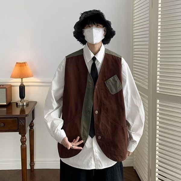 men's vests yasuk autumn winter solid casual button vest cardigan safari style jacket loose cool boys pocket patchwork all season 23032, Black;white
men's vests yasuk autumn winter solid casual button vest cardigan safari style jacket loose cool boys pocket patchwork all season 23032, Black;white
