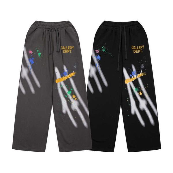 designer mens fashion brand hand painted speckle straight galery dept elastic casual men women's guard pants, Black
designer mens fashion brand hand painted speckle straight galery dept elastic casual men women's guard pants, Black