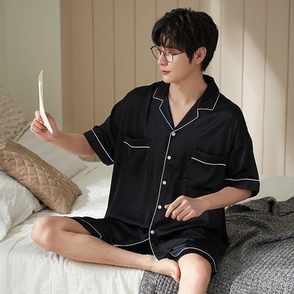 men's sleepwear men's pajamas short sleeve shorts pajamas thin ice silk lapel cardigan solid color simple comfortable men's h, Black;brown
men's sleepwear men's pajamas short sleeve shorts pajamas thin ice silk lapel cardigan solid color simple comfortable men's h, Black;brown