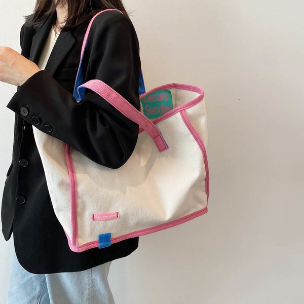 evening bags trend simple womens canvas handbag large capacity shoulder bag for girls teenager candy color striped tote shopping 230320
evening bags trend simple womens canvas handbag large capacity shoulder bag for girls teenager candy color striped tote shopping 230320