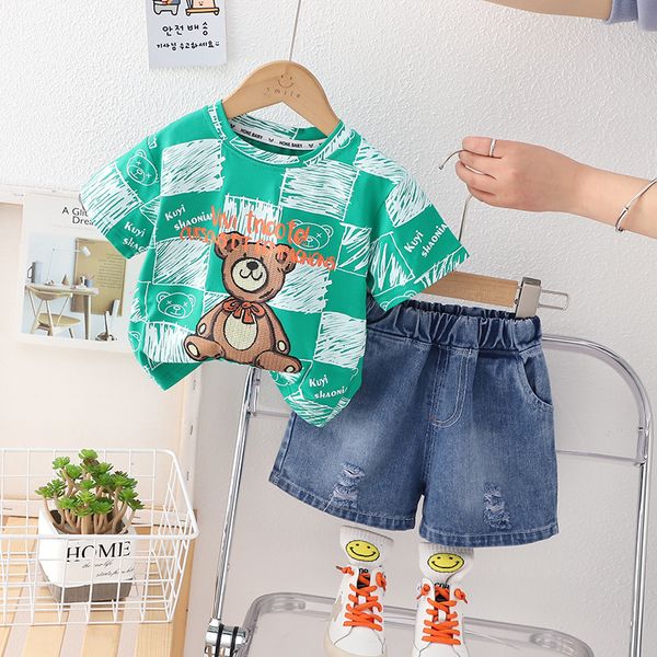 2023 summer kids clothing fashion bear t-shirt jeans sets children cotton short sleeve denim shorts tracksuits clothes, White
2023 summer kids clothing fashion bear t-shirt jeans sets children cotton short sleeve denim shorts tracksuits clothes, White