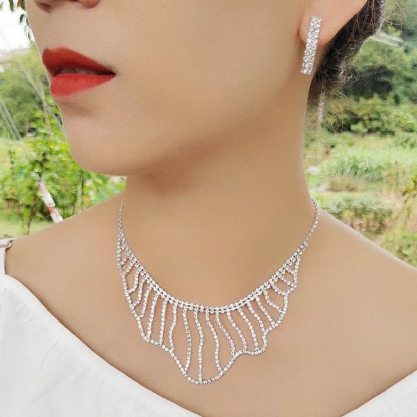 shiny necklace pendant earring suit inlaid crystal earring use tide elements twinkle bridal neklace woman long chain necklace superior quali, Silver
shiny necklace pendant earring suit inlaid crystal earring use tide elements twinkle bridal neklace woman long chain necklace superior quali, Silver