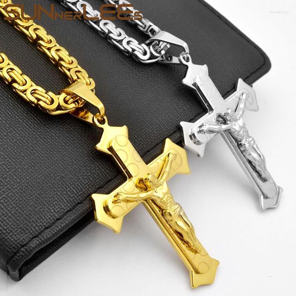 fjxppendant necklaces sunnerlees stainless steel jesus christ cross necklace byzantine link chain color gold plated men boy gift, Silver
fjxppendant necklaces sunnerlees stainless steel jesus christ cross necklace byzantine link chain color gold plated men boy gift, Silver