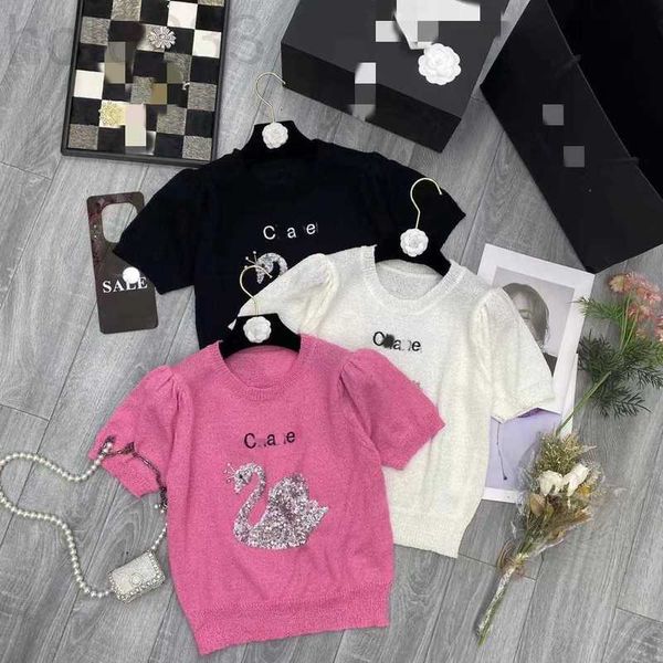 women's knits & tees designer new 2023 summer round neck heavy work beaded jacquard letter korean fashion slim fit t-shirt short sleeve, White
women's knits & tees designer new 2023 summer round neck heavy work beaded jacquard letter korean fashion slim fit t-shirt short sleeve, White