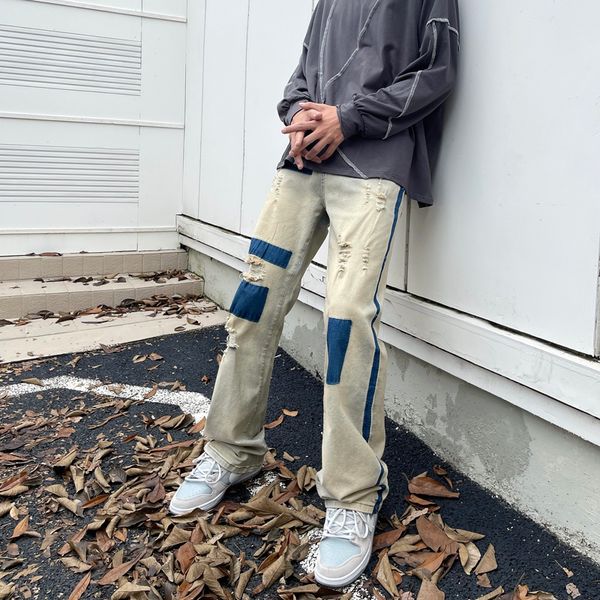 men's jeans ripped jean men all match high street straight wide leg mixed color splicing mopping pant trendy casual comfortable y2k clo, Blue
men's jeans ripped jean men all match high street straight wide leg mixed color splicing mopping pant trendy casual comfortable y2k clo, Blue
