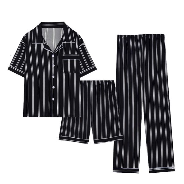 men's sleepwear summer plus size short sleeve long pants cotton pajama sets for men korean casual striped sleepwear pyjama homewear clo, Black;brown
men's sleepwear summer plus size short sleeve long pants cotton pajama sets for men korean casual striped sleepwear pyjama homewear clo, Black;brown