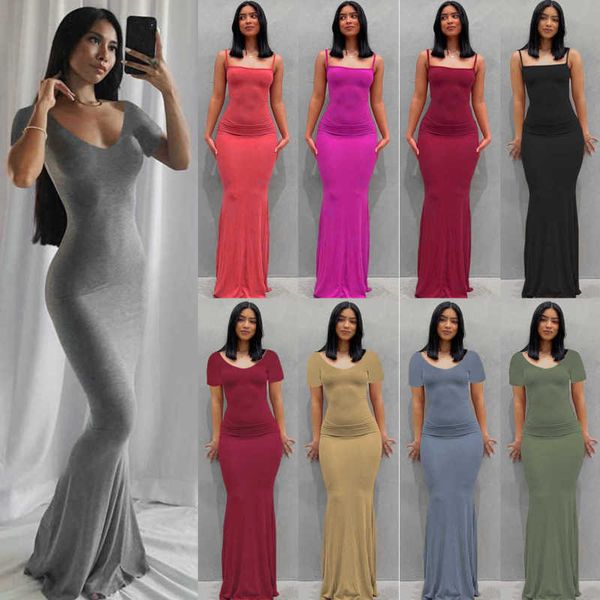 retail plus size 3xl designer womens maix dresses skims suspenders casual dress bodycon slim sling home female long skirts, Black;gray
retail plus size 3xl designer womens maix dresses skims suspenders casual dress bodycon slim sling home female long skirts, Black;gray