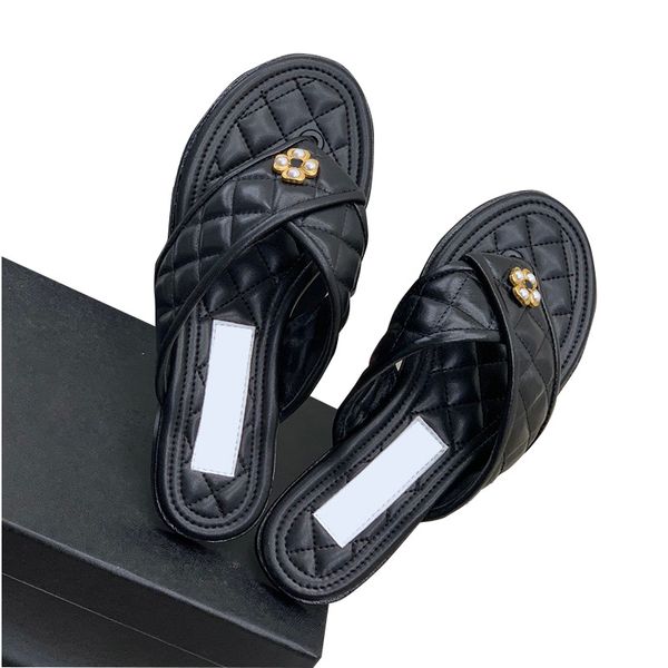 designer womens thong slippers with low heels sandals calfskin quilted texture flip flops faux pearl beach shoe slip on slide casual mules l, Black
designer womens thong slippers with low heels sandals calfskin quilted texture flip flops faux pearl beach shoe slip on slide casual mules l, Black