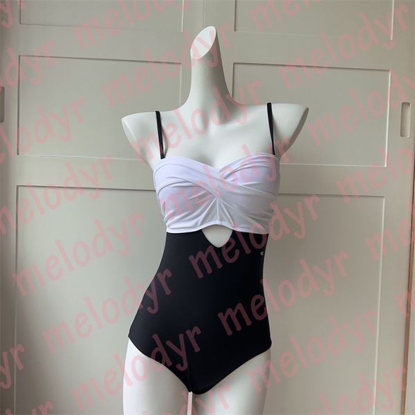 contrast color swimwear luxury womens bikinis hollow push up one piece swimsuit beach wear, Black
contrast color swimwear luxury womens bikinis hollow push up one piece swimsuit beach wear, Black