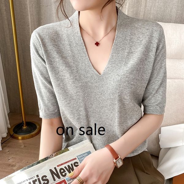 women's t-shirt 100% cotton thread low v-neck sweater loose plus size five-point short-sleeved summer t-shirt 230320, White
women's t-shirt 100% cotton thread low v-neck sweater loose plus size five-point short-sleeved summer t-shirt 230320, White