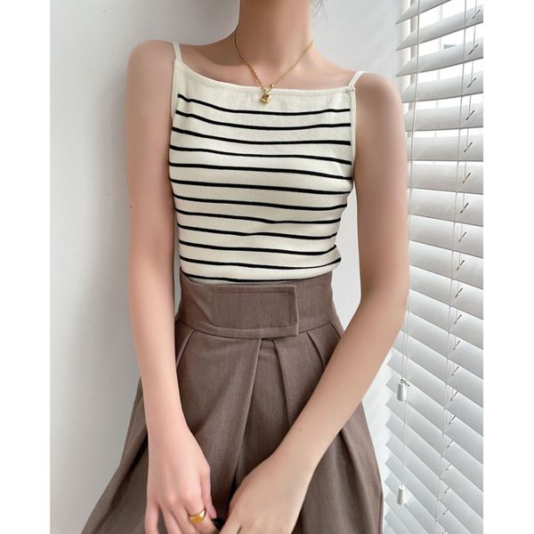 women's tanks camis summer stripe women cropped tank backless sleeveless slim slash neck short knit chic fashion classic 230317, White
women's tanks camis summer stripe women cropped tank backless sleeveless slim slash neck short knit chic fashion classic 230317, White