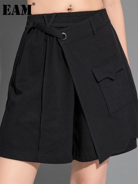 women's shorts eam women black irregular pockets wide leg high waist loose fit trousers fashion spring summer 2023 1df99 230320, White;black
women's shorts eam women black irregular pockets wide leg high waist loose fit trousers fashion spring summer 2023 1df99 230320, White;black