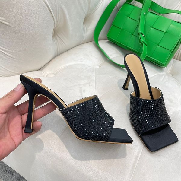 high heels designer slides shoes womens dress ribbon weaving sandals fashion ladies mesh square toe women sandal dot strappy bottegas shoe, Black
high heels designer slides shoes womens dress ribbon weaving sandals fashion ladies mesh square toe women sandal dot strappy bottegas shoe, Black