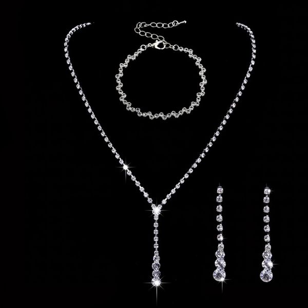 6 model pendant earring suit inlaid shiny austria crystal earring non fading twinkle bridal neklace chain adjustable length necklace woman e, Silver 
6 model pendant earring suit inlaid shiny austria crystal earring non fading twinkle bridal neklace chain adjustable length necklace woman e, Silver