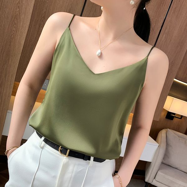 women's tanks camis 2023 suspender vest vneck pullover fashion satin solid color tshirt for spring and summer 230317, White
women's tanks camis 2023 suspender vest vneck pullover fashion satin solid color tshirt for spring and summer 230317, White